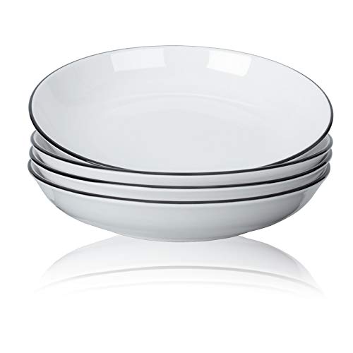 TGLBT Porcelain PastaSalad Bowls - 20 Ounce - Set of 4 White