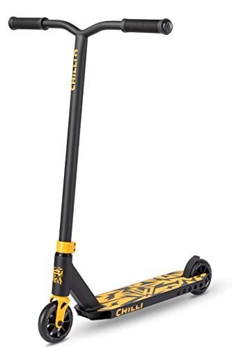 Chilli Corey Funk Signature Scooter- Quality Freestyle Extreme Beginner Stunt Scooter for Ages 6 and up , 110mm Wheels, Chromoly T-bar, Chilli Spider IHC Compression, Pre-Assembled