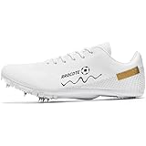 RROCDTE Men's Track Spikes Shoes Lightweight Professional Running Racing Jumping Sprint Shoe White EU 40