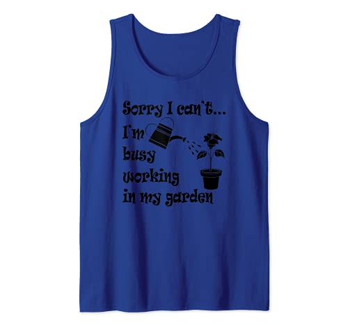 Gardening Design Funny and Busy Gardener Tank Top, Blue