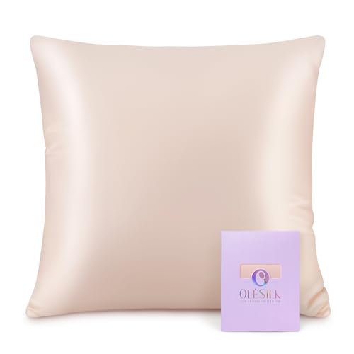 OLESILK Seide Kissenbezug Kissenhülle Haar- und Hautpflege mit Reißverschluss 16 Momme 1 Stück Pfirsich Rosa 40x40cm
