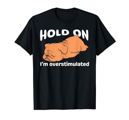 Divertente Hold On I'm Overstimulated Dog ADHD Ansia Citazione Maglietta