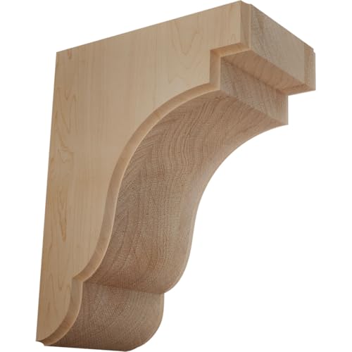 Ekena Millwork BKTW05X09X11BEMA Bedford Wood Brackets, 5 1/4"W x 8 1/2"D x 11"H , Maple