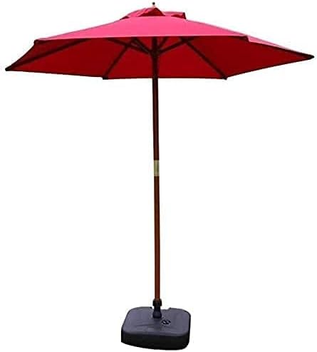 Housewares Sun Parasol Umbrella Garden Umbrellas 7ft Patio Umbrella Outdoor Garden Table Umbrella, Yard Camping Pool Umbrella with Solid Wood Bracket (Color : Off-White) (Wine Red)