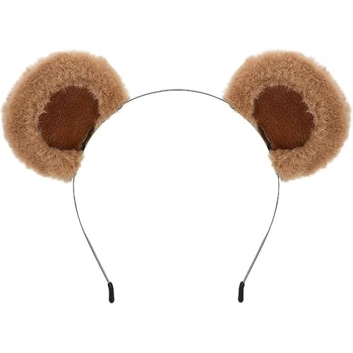 AYZDJ Braunes Bärenohren-Stirnband niedliches Tier-Cosplay-Haarband für Damen und Kinder weiches Plüsch-Gesichts-Wasch-Stirnband für Hautpflege Make-up und Badezimmer-Essentials