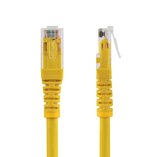 Image of StarTech 1ft CAT6 Ethernet Cable - Yellow CAT 6 Gigabit Ethernet Wire -250Mhz 100W PoE RJ45 UTP Molded Network Patch Cord with Strain Relief (C6PATCH1YL)