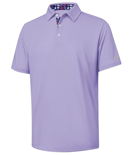 Image of ZITY Golf Shirts for Men Short Sleeve Moisture Wicking Solid Performance Designed Print Collared Casual Polo Shirt