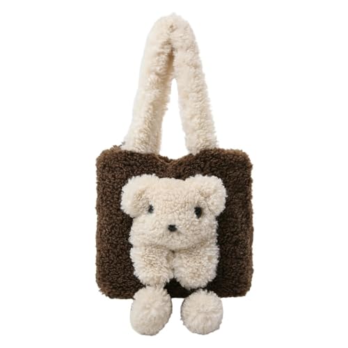 TIEZHICHESHI Bolso de hombro de oso de felpa para mujer, bolsa de gran capacidad para las axilas, Brown TIEZHICHESHI Bolso de hombro de oso de felpa para mujer, bolsa de gran capacidad para las axilas, Brown