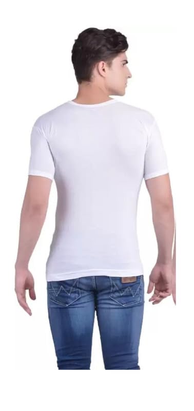 Image of INNERO Men Vest White RNS Pure Cotton Round Neck Undershirt Short Sleeve Baniyan (Combo Pack)