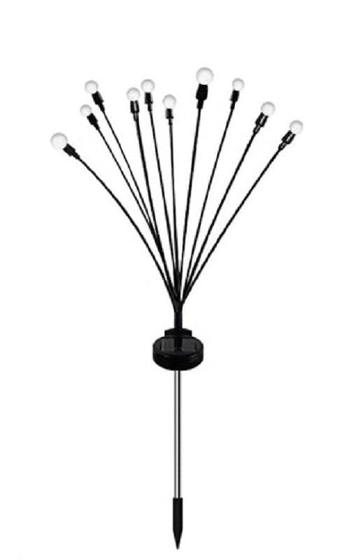 Solar Firefly Lights LED Wind-Operated Lawn Ground Plug Lights Outdoor Patio Garden Landscape Decoration Ambient Light (10-Head Light Bulb, Warm White Light)