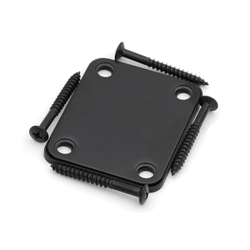 Electric Guitar Neck Plate Black Gold Chrome Metal Bolt-On Plate with Protective Mat Screws For Fender Telecaster Stratocaster TL ST Guitars