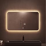 🔹 Illuminazione LED regolabile: Specchio bagno LED con 3 temperature colore (luce calda, neutra, fredda) regolabili da 2700K a 6500K. Funzione dimmerabile per luminosità personalizzabile fino a 30.000 ore di durata.