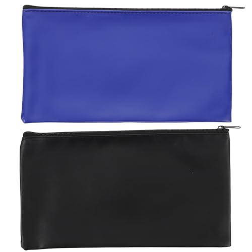 DOITOOL 2 bolsas bancarias con cremallera: bolsa de cuero sintético para dinero, reutilizable, impermeable, pequeña bolsa para organizar recibos de billetes.