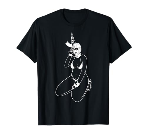 Gangster girl line drawing. T-Shirt