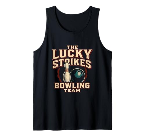Lucky Strikes Bowling Player Funny Bowling Bowler Team Hombres Camiseta sin Mangas