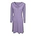 Womens Cowl Neck Long Sleeve Mini Dress Eyelet Fall Spring Fashion Loose Dresses Solid Color Business Casual Outfit S-2XL