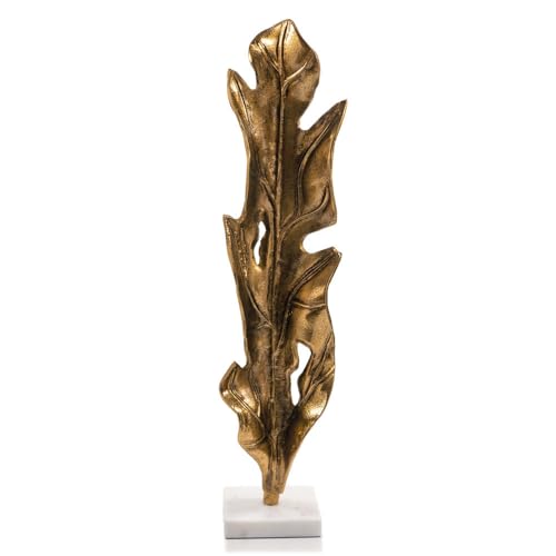 Escultura Hoja Dorada Moderna 25.75 pulgadas