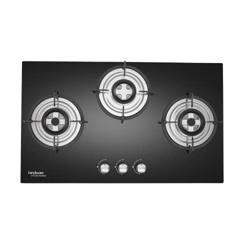 Image of Hindware Smart Appliances | KA Hob Ella Plus | Kitchen Hob | Designer Brass Burners | Auto Ignition | SS Drip Tray | Cast Iron Pan Support | (3 Burner 75 CM)