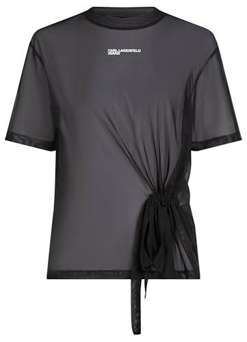 Karl Lagerfeld Jeans Mesh tee Camiseta, Negro, XL Mujeres