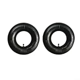 Lot de 2 chambres à air en caoutchouc 4.10/3.50-4 pour tondeuse à gazon, chariot de golf, brouette, unités nécessitant une valve coudée AV et un moyeu de 10,2 cm