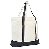 Extra Large Canvas Tote Bag, Reusable Grocery Shopping Cloth Bag, Open Top Crafts DIY Bag (Black)
