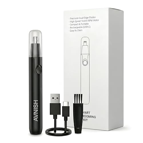 Image of AVNISH 2026 2 in 1 USB Rechargeable Nose & Ear Hair Trimmer, Stainless Steel Blades, Aluminum Body, Painless Hair Remover For Men & Women, Cordless 360 Safe Trimming, Portable Electric Grooming Tool