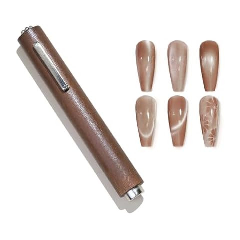 JERCLITY 1 Piece Wooden Handle Cat Eye Magnet for Nails 3 in 1 Cylindrical Nail Art Magnet Powerful Multifunctional Nail Art Magnet for Cat Eye Gel Polish Nail Art（4.21inch） Cover