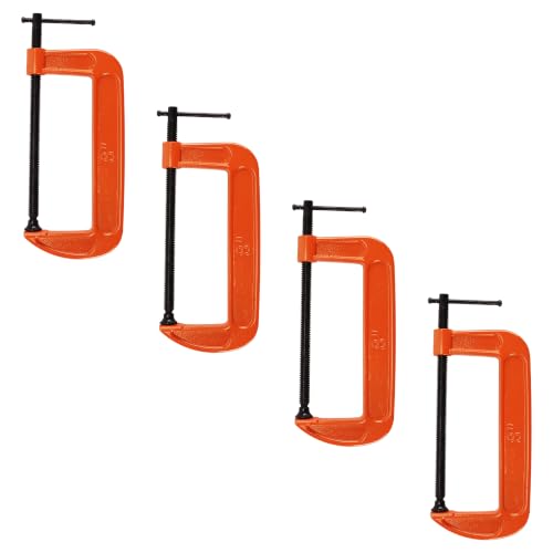 4 Set 8 Inch C Clamp with 8" Jaw Opening, Orange Malleable Iron