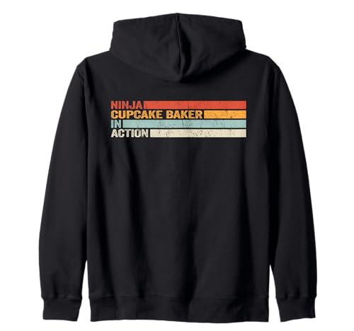Magdalenas retro para hornear magdalenas Ninja Cupcake Baker en acción Sudadera con Capucha