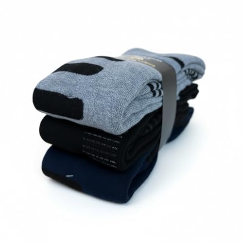 Lucchetti Socks Milano Chaussettes thermiques en polaire longues ski montagne lourdes noir bleu gris, Lot de 3 paires de gris, 41-46