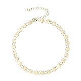 Dainty Gold Coin Chain Bracelet,Simple Delicate Round Disc Chain Layering Link Bracelets for Women