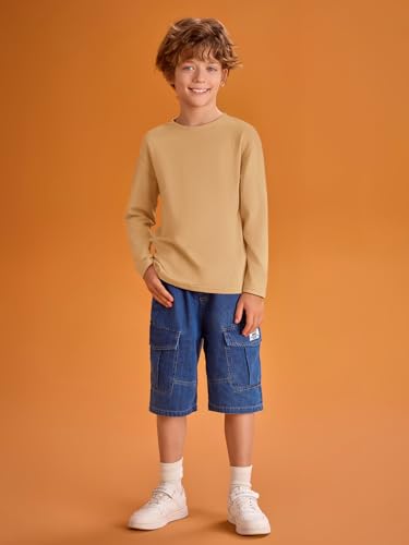 Image of Haloumoning Kids Boys Long Sleeve Crewneck T-Shirts Tee Tops 5-14 Years