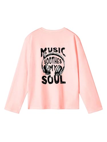 Image of SweatyRocks Girl's Bow Graphic Shirts Long Sleeve Crew Neck Tops Casual Cute Tee Tween Clothes