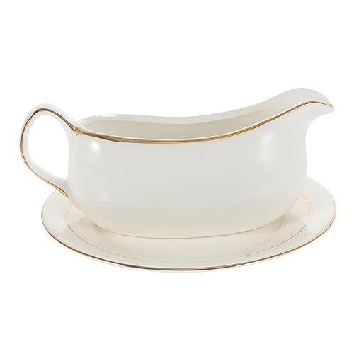 MOLUCKFU 1 Set There Is a Juice Bucket in Phnom Penh Serving Gravy Pourer Porcelain Cream Pitcher Gravy Ladle Sauce Cup Terrarium Faux Books for Decoration Small Gravy Boat Ceramics White