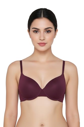 Image of Zivame Padded Plunge Wired Medium Coverage Tshirt Bra-Silver Bullet