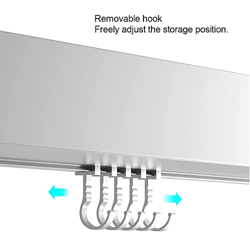 Caddy de douche blanc en aluminium 60cm avec crochets pour rangement mural