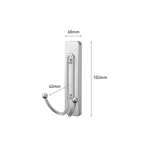 Command BATH36-SN-ES Large Double Bathroom Wall Hook, Damage Free Hanging Bath Hook With Adhesive Strip, Double Hook For Hanging Bath Towels, 1 Satin Nickel Colored Wall Hook And 1 Water-Resistant Command Strip thumb #2