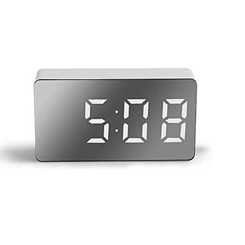 Mini Digital Wecker 7X4cm Spiegel LED Display Schlummerfunktion Home Elektronische Tischuhr USB für Schlafzimmer Auto, Grün