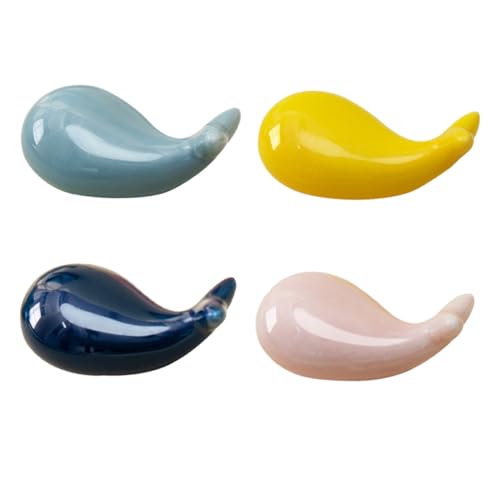 TOPPERFUN 4個セラミック製クジラ型箸置き 滑り止め機能付き 食卓用小型動物