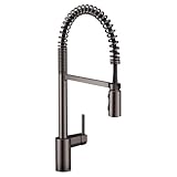 Moen 5923BLS Align - Grifo de cocina desplegable con resorte de preenjuague de una manija, acero inoxidable negro