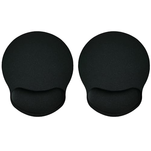 Mouse Pad with Wrist Support, Ergonomic Mouse Pad with Memory Foam Wrist Rest Cushion, Non-Slip Rubber Base Gaming Mice Pad for Home Office Computer Laptop, Black, 2 Pcs