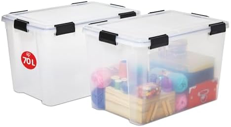 Iris Ohyama 2 Cajas herméticas de plástico con tapa y cierres a p...