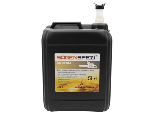 5 Liter Sägenspezi Premium Kettenhaftöl KS Ultra Sägekettenhaftöl teilsynthetisches Hochleistungs-Kettensägenöl Kettensäge Öl Motorsägen Kettenöl Sägekettenöl kein Verharzen hoher Verschleißschutz 5l
