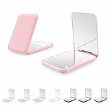 Kakuje Compact Mirror, 1X/3X Magnification LED Pocket Mirror with Nternal BIattery, Mini Mirror for Purse, Pocket,Travel and Present (Pink)