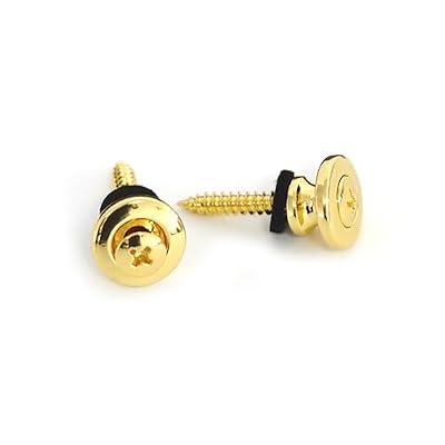 Guyker Strap Locks Buttons, (1 Pair) Zinc Alloy Security Straplock Quick Release Strap Retainer System for Electric Acoustic Folk Guitar, Bass, Ukulele Replacement Part (GE001, Gold)