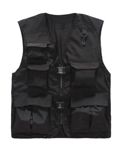 Daoba Herren Klassic Outdoor Weste mit Multi Tasche Netz Westen Multifunktional für Jagd Angeln Camping Sport Fotografie Breathable