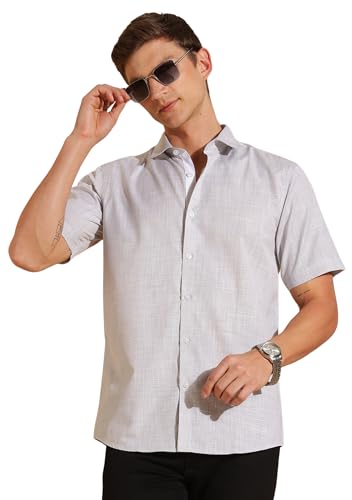 Image of FYLTR Men's Regular Fit Shirt - Half Sleeve | Contrast Placket | Regular Collar | Formal Shirts for Men