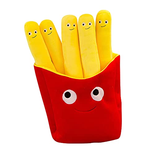 Wivinda French Fries Plushies Stuffed Animals - Plush French Fries Toy Kawaii Anime Plushie Squishy Cute & Soft Great Gift for Christmas - Smiling Box & 5 Fries 11.8inch,Red + Yellow
