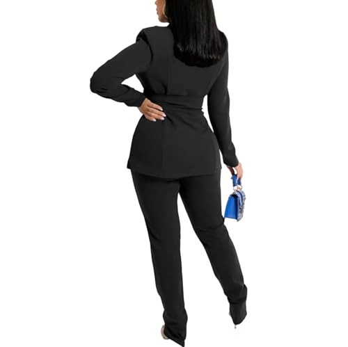 Women's Business Pant Suit Long Sleeve Formal 2 Piece Blazer Set Casual Office Work Fall Outfits2