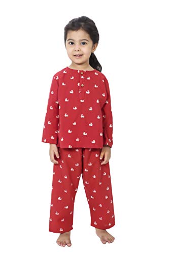 Image of Boys & Girls Cotton Night Suit, Red, 1-2 Years | Baby Kids Sleep Suit, Pajama Set, Pant Set, Pack of 1